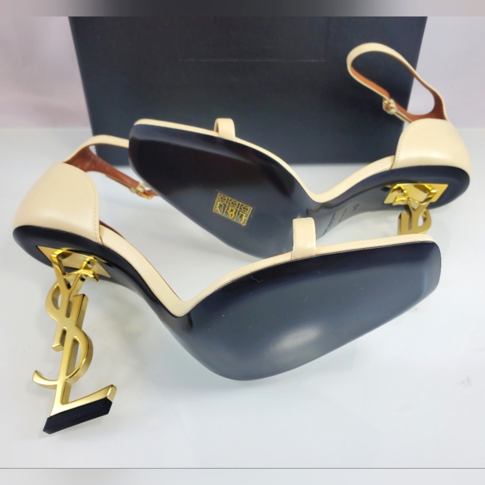 NWT$1,500 Saint Laurent YSL Opyum 110 Logo High Heel Leather Sandals Sz 40 (10) - Picture 14 of 16